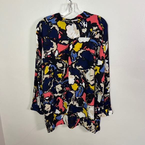Dana Buchman Womens XL Abstract Floral Button Up Blouse Multicolor Long Sleeve - Picture 6 of 9